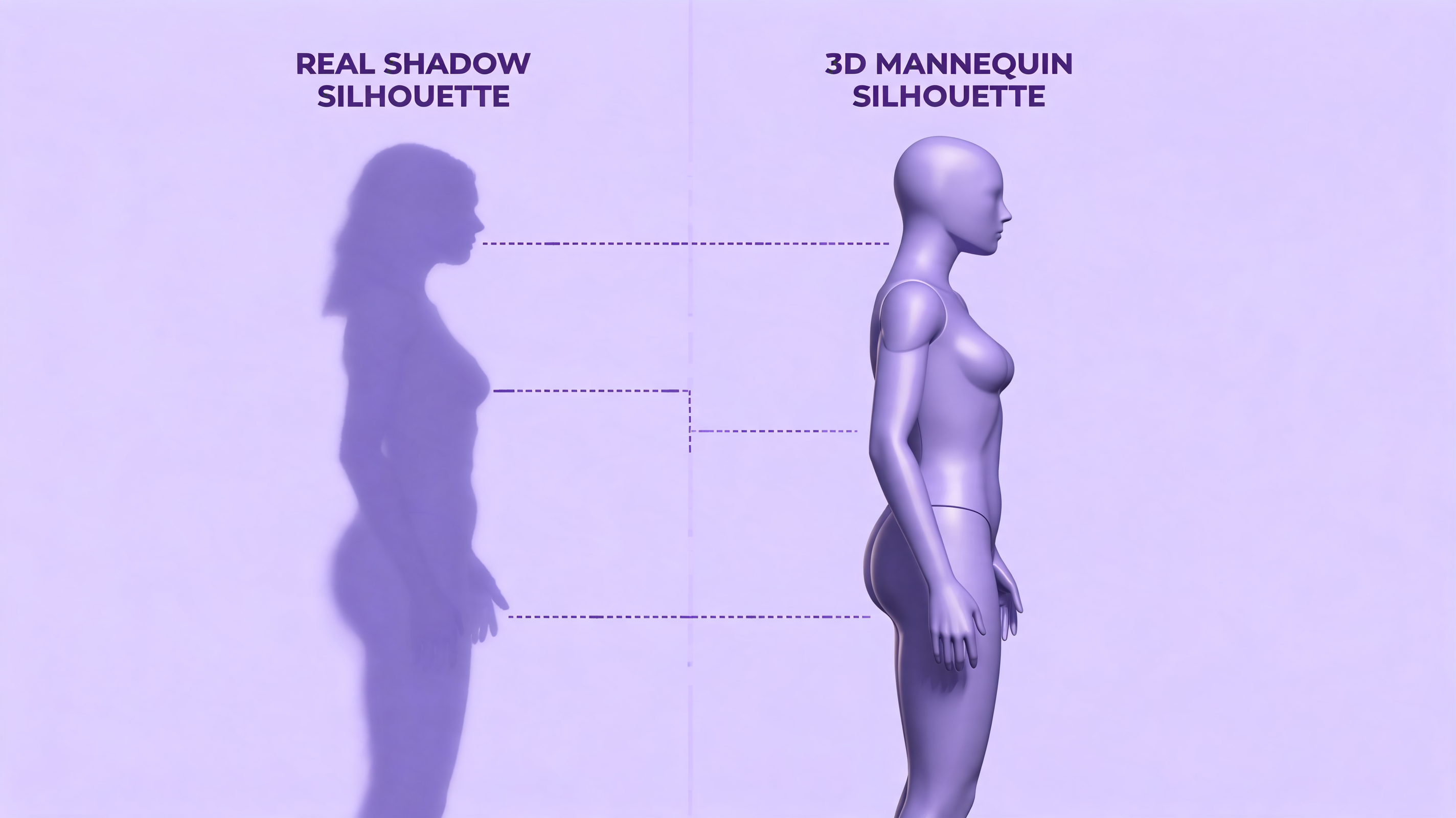 Side-by-side comparison of a real silhouette and Body Visualizer mannequin