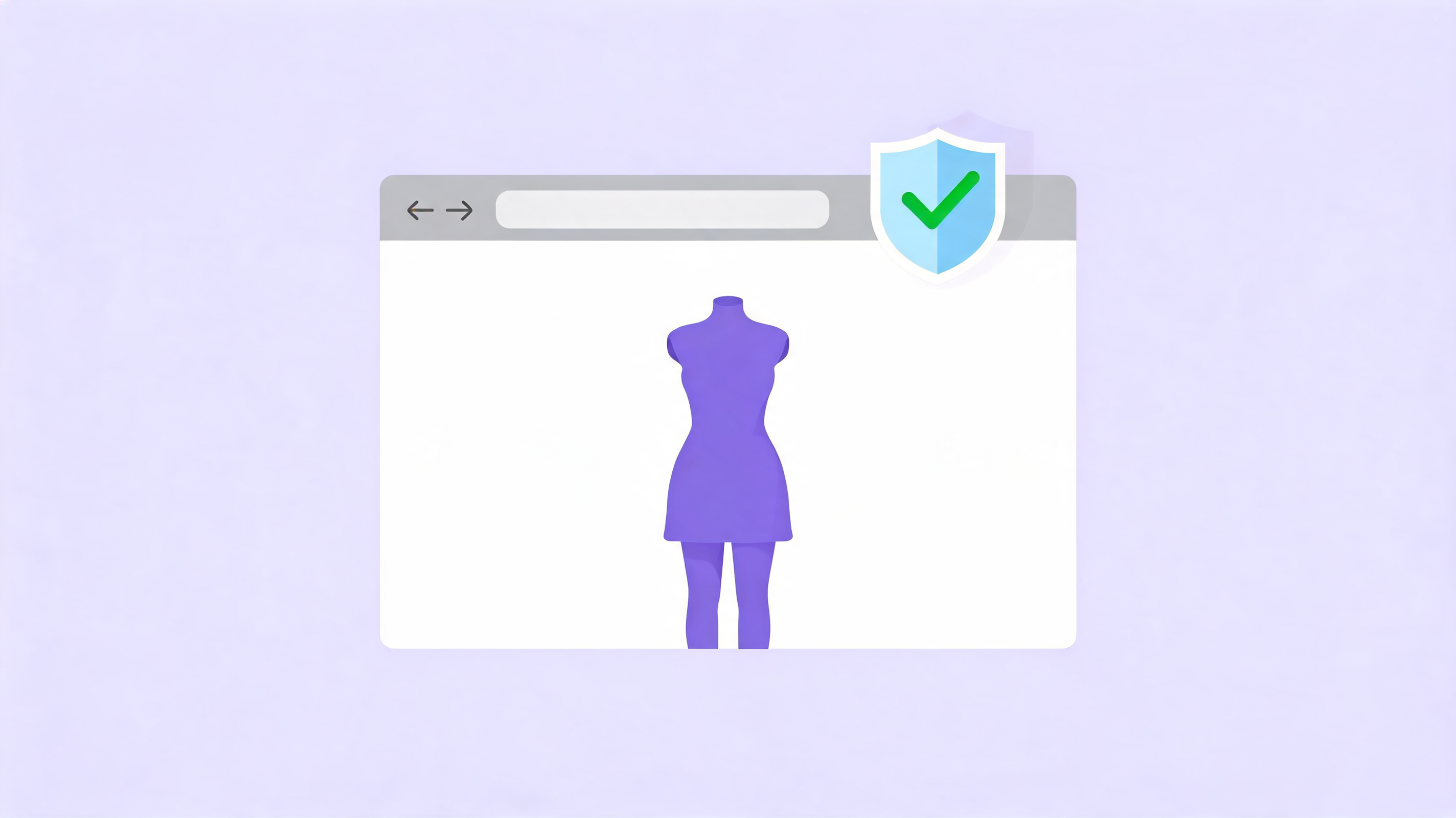 Browser window with Body Visualizer mannequin and a security badge